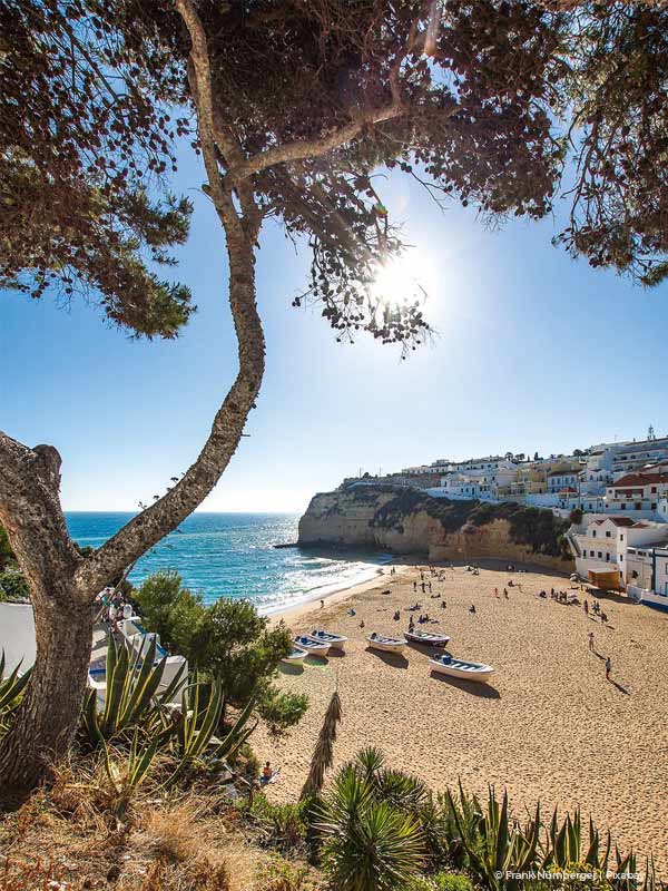 Sunny day in Carvoeiro beach in Algarve, Portugal