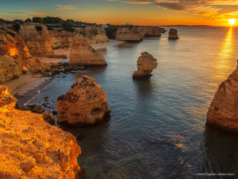 Algarve beach at sunset